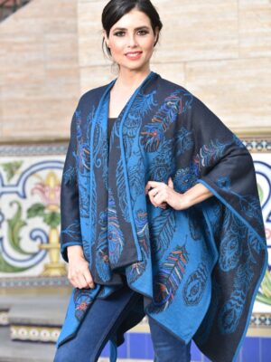 RN-432  (Reversible Cape) -Teal & Black